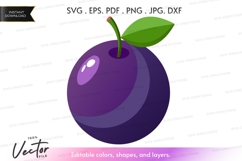 Purple plum with leaf - vector clipart Product Image 1