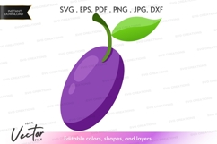 Single plum with leaf vector clipart Product Image 1