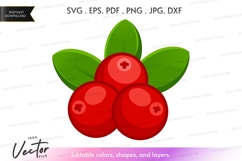 Three red berries with leaves vector clipart Product Image 1