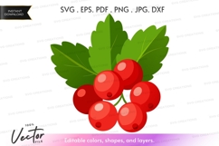 Vibrant red berries with green leaves vector clipart Product Image 1
