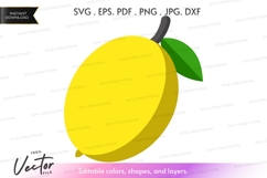 Yellow lemon with green leaf vector clipart Product Image 1