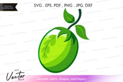 Green apple with leaves vector clipart Product Image 1