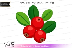 Cranberries with leaves vector clipart Product Image 1
