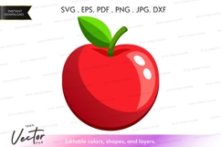 Red apple with leaf vector clipart Product Image 1