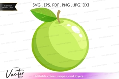 Green apple vector clipart Product Image 1