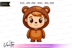 Cute cartoon bear in hoodie Product Image 1
