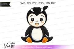 Cute penguin vector silhouette Product Image 1