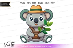 Adventurous koala vector silhouette Product Image 1
