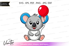 Koala with balloon vector silhouette Product Image 1