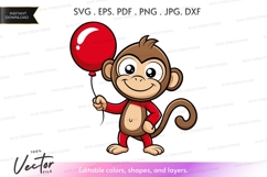 Happy monkey with red balloon Product Image 1