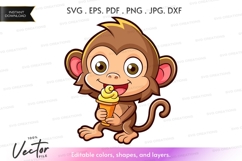 Cute monkey eating ice cream Product Image 1