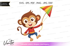 Happy monkey with kite Product Image 1
