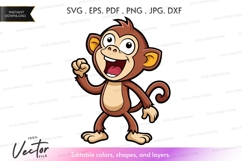 Happy monkey vector silhouette Product Image 1
