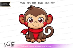 Cute monkey with red scarf Product Image 1