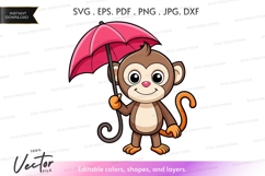 Happy monkey with pink umbrella Product Image 1