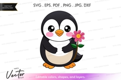 Cute penguin holding a flower Product Image 1
