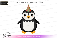 Celebrating penguin vector silhouette Product Image 1