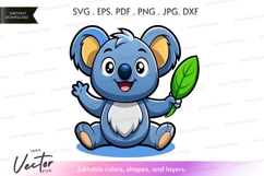 Koala with leaf - vector silhouette Product Image 1