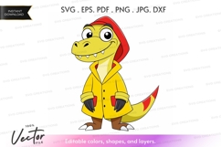 Adventurous dinosaur in raincoat Product Image 1