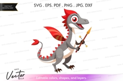 Warrior dragon vector silhouette Product Image 1