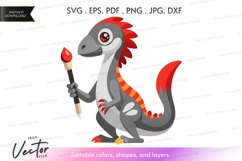 Cute dinosaur with a paintbrush Product Image 1