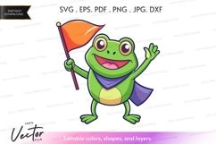 Cheerful frog holding a flag Product Image 1