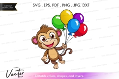 Happy monkey with balloons Product Image 1