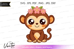 Cute monkey with flower crown Product Image 1