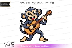 Joyful monkey playing guitar Product Image 1