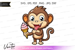 Playful monkey enjoying ice cream Product Image 1