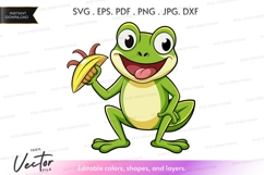 Happy frog eating banana Product Image 1