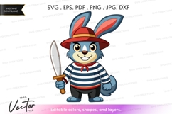 Adventurous rabbit vector silhouette Product Image 1