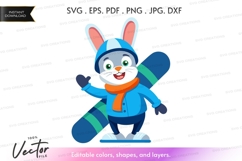 Winter bunny with snowboard Product Image 1