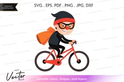 Vector silhouette of a delivery person on a bike Product Image 1