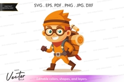 Adventurous boy with backpack Product Image 1