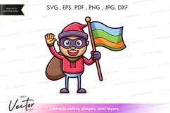 Cheerful mascot waving flag Product Image 1