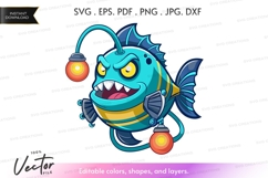 Angry fish with lanterns vector clipart Product Image 1