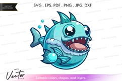 Cartoon shark vector clipart Product Image 1