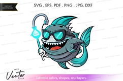 Cool fish with sunglasses and fishing rod Product Image 1