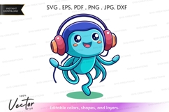 Dancing octopus with headphones Product Image 1