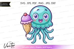Cute jellyfish with ice cream Product Image 1