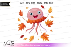 Happy jellyfish with fall leaves Product Image 1