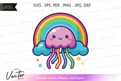 Cute jellyfish under rainbow Product Image 1