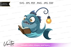Reading fish vector clipart Product Image 1