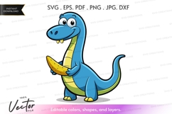 Happy dinosaur eating banana Product Image 1