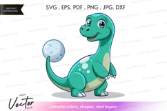 Playful dinosaur with ball - vector clipart Product Image 1