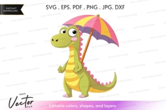 Cartoon dinosaur with umbrella Product Image 1