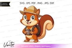 Adventurous squirrel with backpack and hat - vector clipart Product Image 1