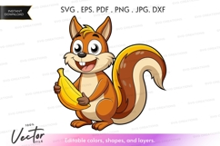 Happy squirrel eating banana Product Image 1