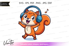 Dancing squirrel with headphones vector clipart Product Image 1